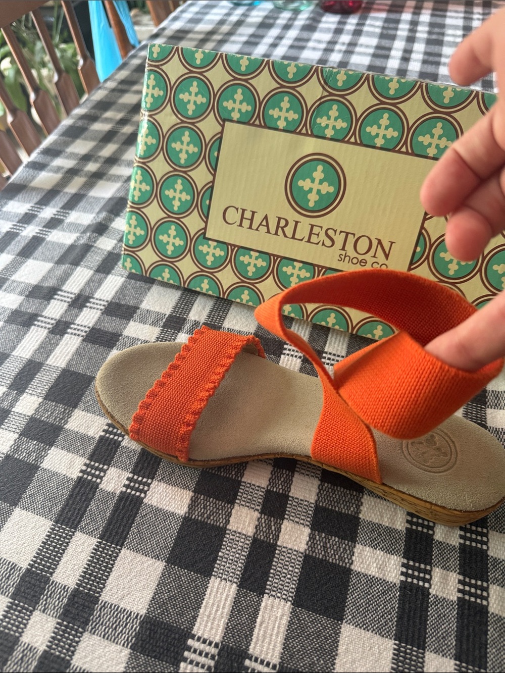 CHARLESTON SHOE CO. Bright Orange Elastic Strap Sandals